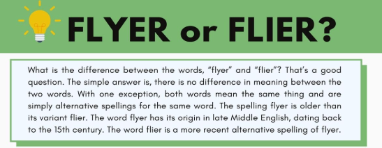 fliers or flyers